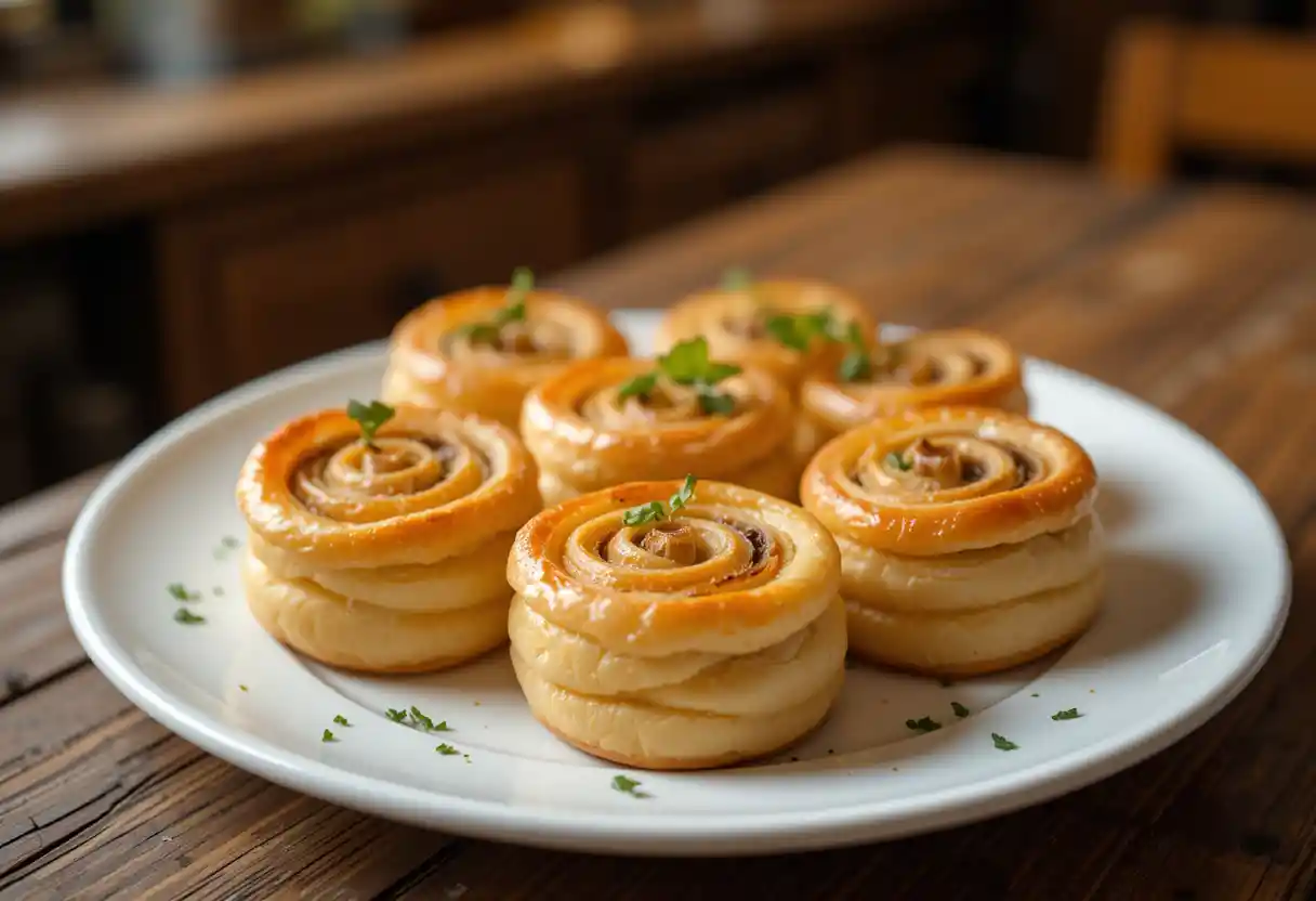 "Mushroom Puff Pastry Pinwheels: A Perfect Blend of Savory Flavor and Flaky Texture in Every Bite"