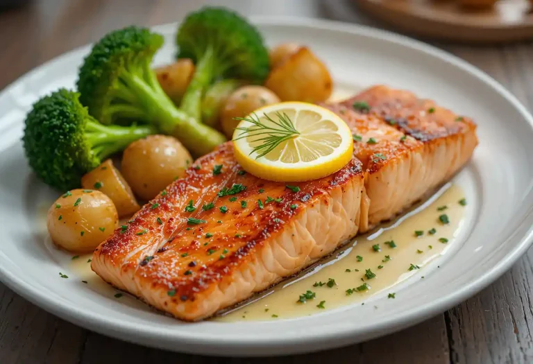 "Salmon, Broccoli, and Potatoes: A Nutritious and Comforting Meal in Every Bite!"