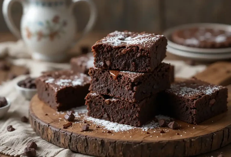 Artisan-Style Brownies with Melted Chocolate and Rustic Charm