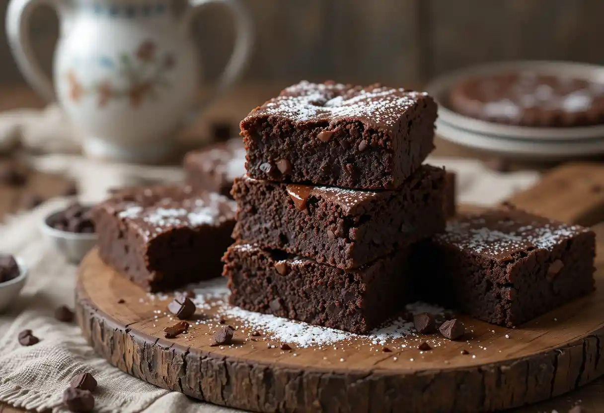 Artisan-Style Brownies with Melted Chocolate and Rustic Charm